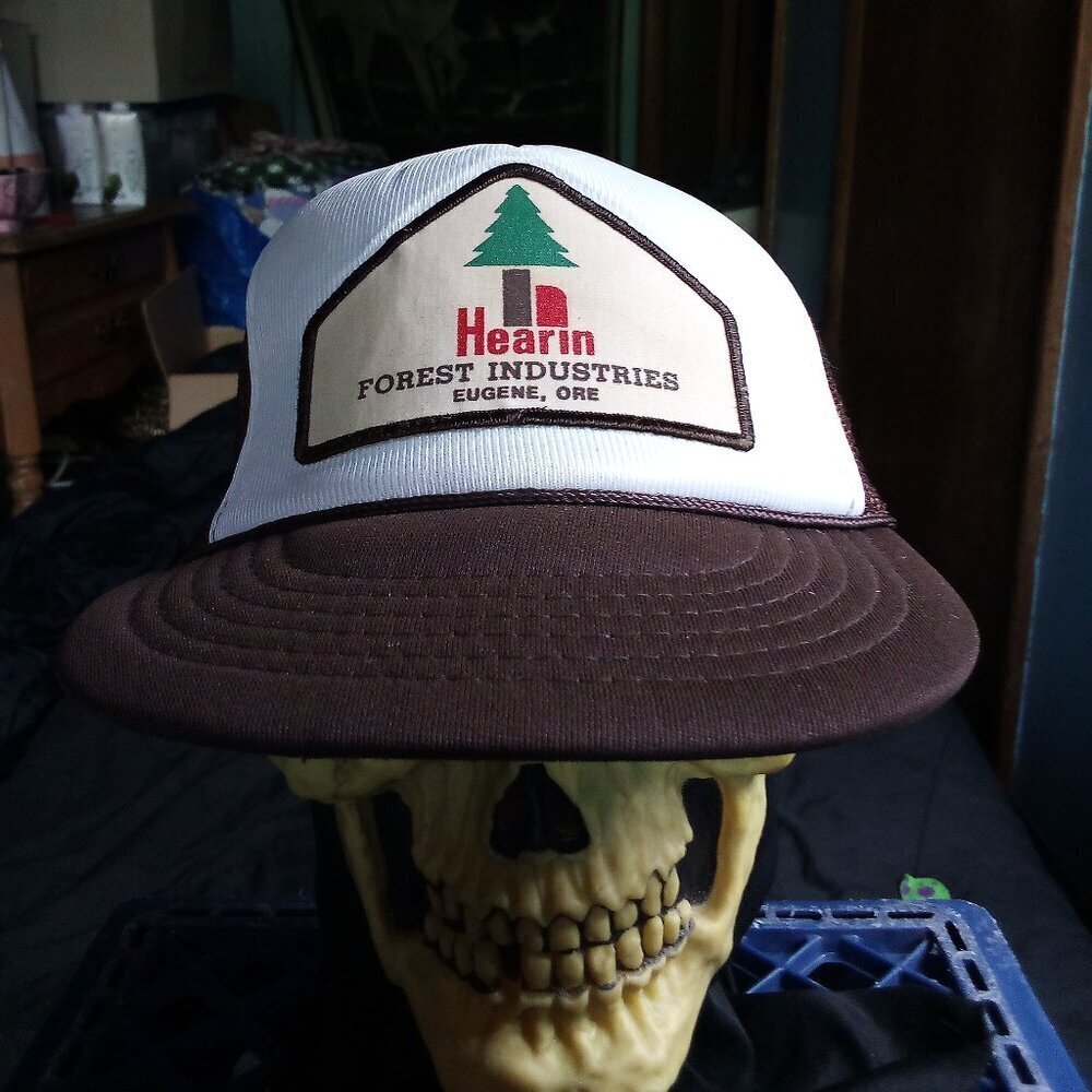 Vintage Hearin Forest Industries Patch Snap Trucker Hat Cap